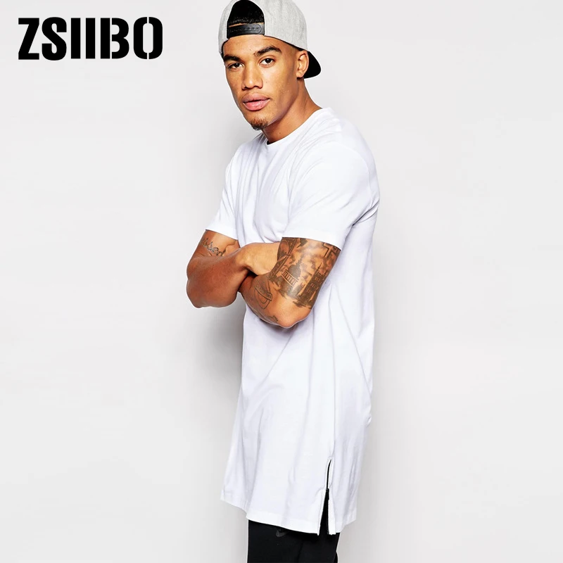 Мужская длинная футболка в стиле хип хоп брендовая Уличная одежда белая на