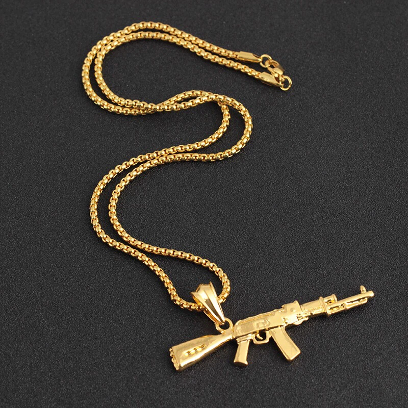 Ожерелье в стиле панк для мужчин и женщин украшение хип-хоп с пистолетом