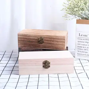 Hand Decoration Wooden Box Desktop Natural Wood New RetroStorage Postcard Storage Box Jewelry Box Clamshell