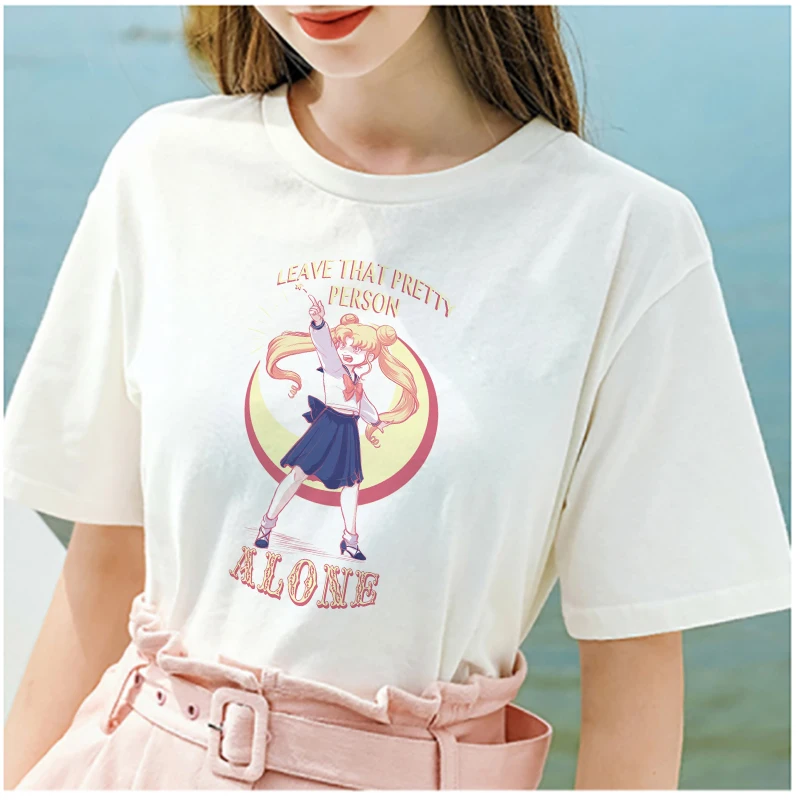Lus Los Сейлор Мун Новая летняя модная футболка для женщин Harajuku с коротким рукавом