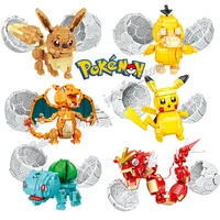 2021 new pokemon pikachu fire blowing dragon building blocks cartoon character toys pokemon model childrens gifts