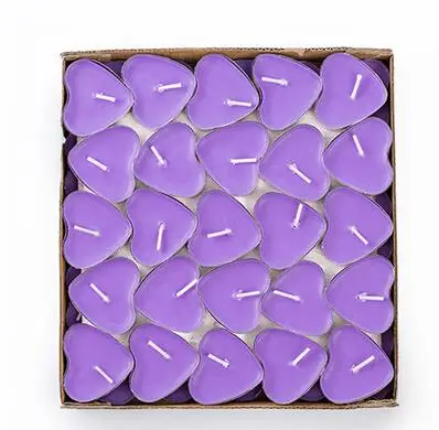 purple 50pcs 50 шт./компл. Романтическая бездымные свечи круг в форме сердца свечи декоративные свечи для дня рождения Свадебная вечеринка домашний декор - Цвет: purple 50pcs