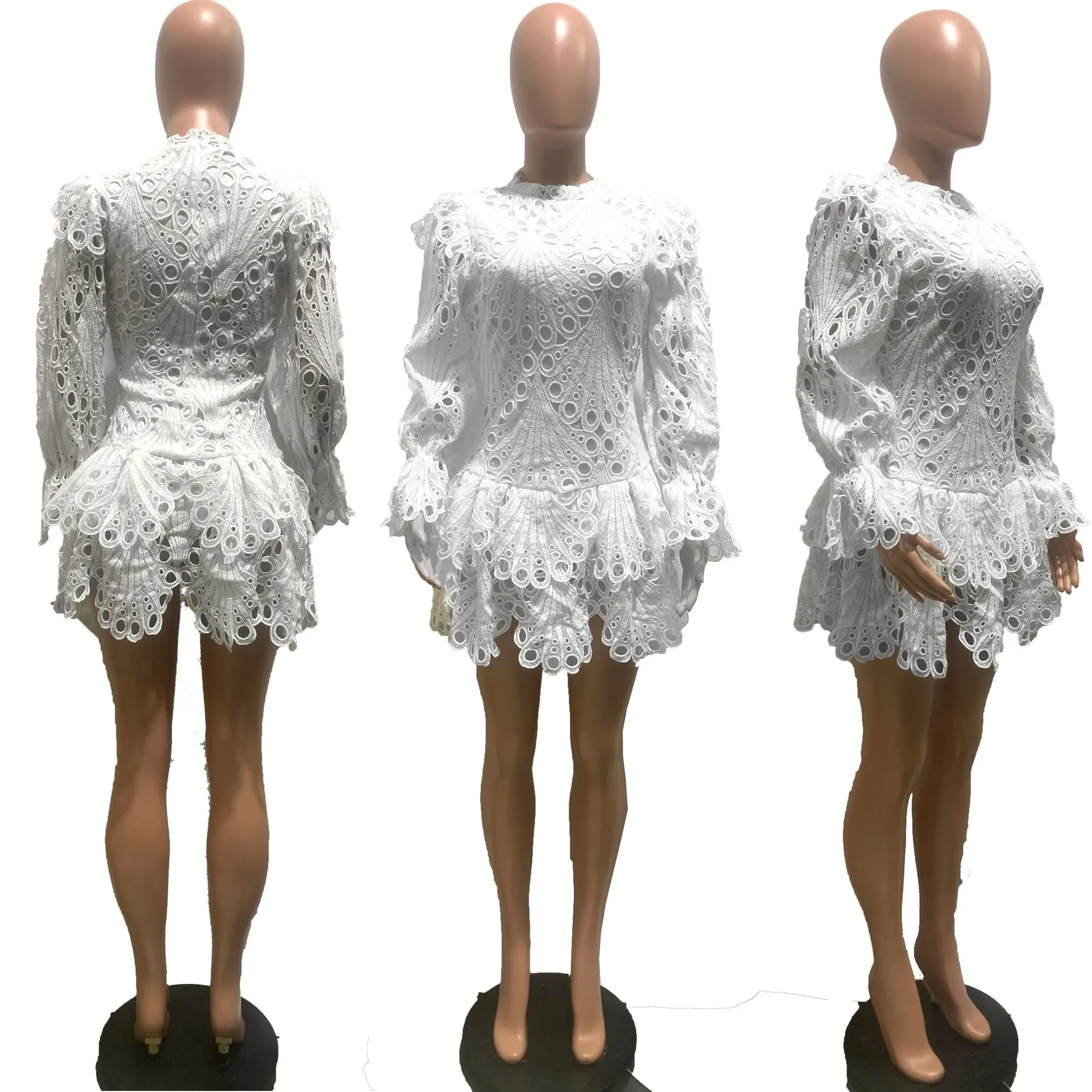 

HAOOHU Dress Fashion Women Elegant Sweet Hallow Out Lace Dress Sexy Party Princess Slim Summer Dresses Vestidos Red White