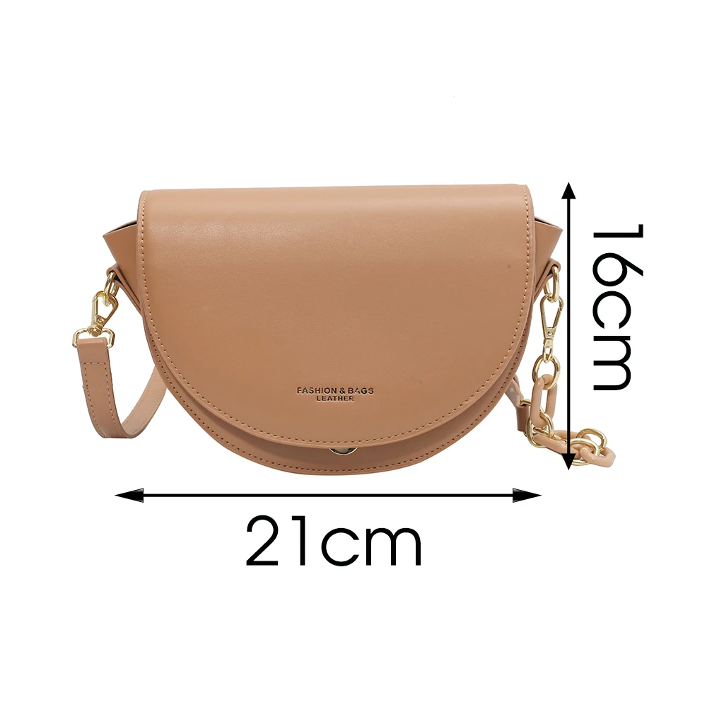 

Women Semicircle Saddle Bags Solid Color Over The Shoulder Bag Fashion Leather Crossbody Bag Travel Chain Handbags and Purses