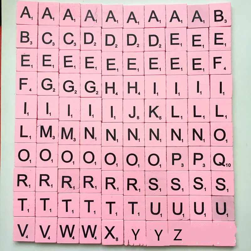 Pink 100 шт./лот, Набор цветных английских букв, слова, скрапбукинг, скраббл, цифры, алфавит, плитка, деревянные буквы, блок для дома, сделай сам, крафт - Цвет: Pink