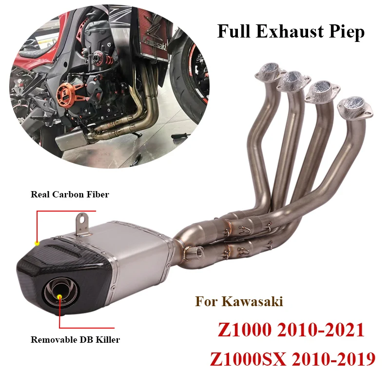 

Complete Exhaust System Pipe for Kawasaki Z1000 2010-2021 Z1000SX 2010-2019 Motorcycle Header Link Pipe Slip On 51mm Muffler Tip