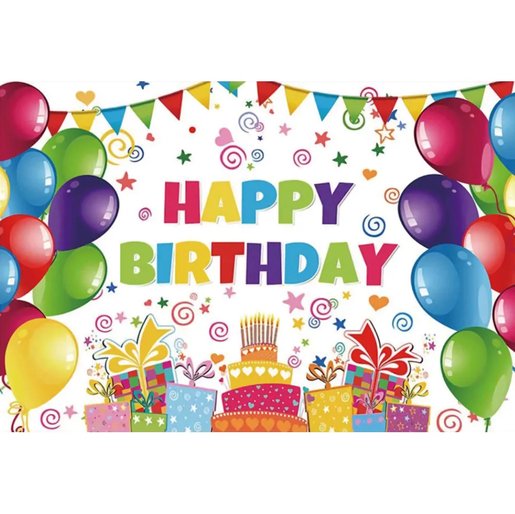 

Balloon Cake Happy Birthday 2021 New Photo Material Photographic Background Cloth Photographic Studio Props Wholesale