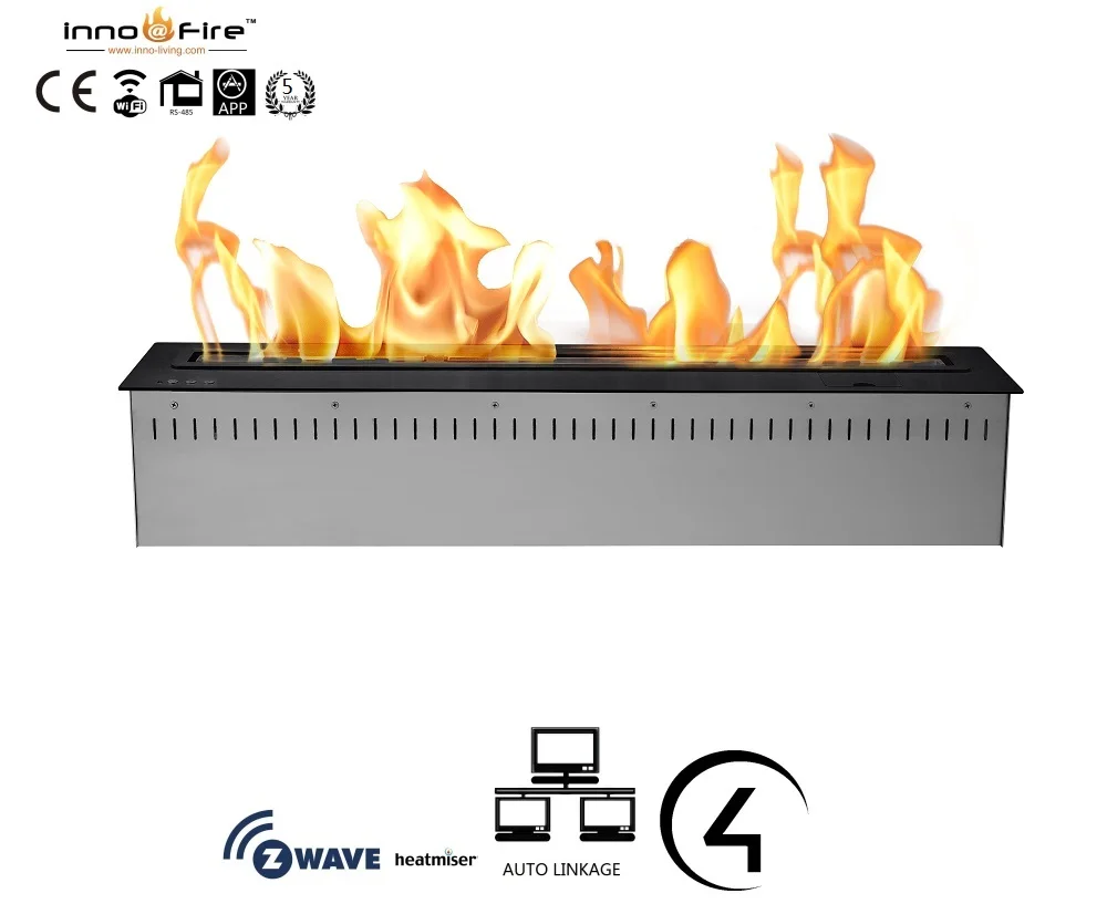 Inno-Fire  72 inch black or silver intelligent remote control wifi smart bio ethanol electric artificial fireplace