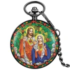 Католицистские изысканные черные кварцевые карманные часы с цифровым циферблатом, удобная подвеска с толстой цепочкой, лучшая Коллекционная модель для пожилых людей