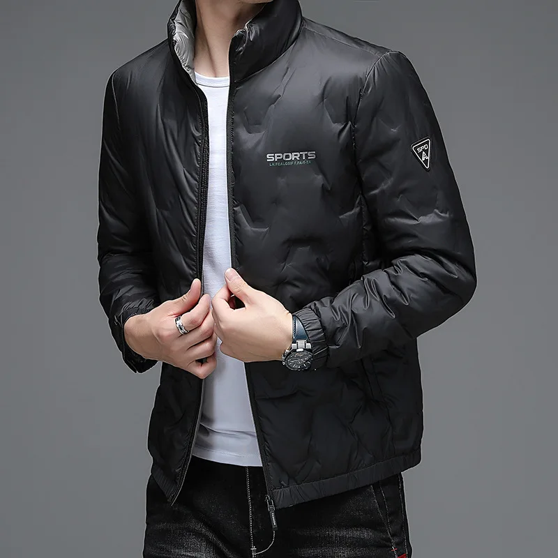 

2022 Winter New Casual Men's Down Jacket, Fashionable And Simple Youth Stand-up Collar White Duck Down Cold-proof Down Jacket