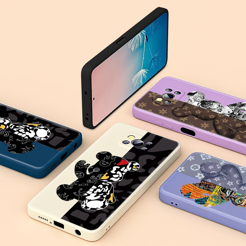 

Fashion Bear Liquid Silicone For Xiaomi 6 X CC9 E A3 Lite A2 Mix 3 4 Poco X3 NFC X2 M2 C3 M3 Pro F3 GT Phone Case