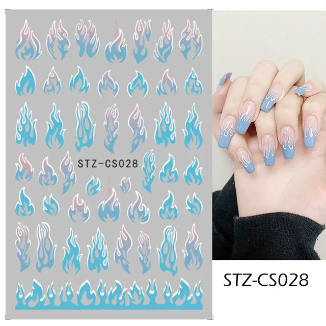 

New Style Nail Stickers Ins Europe and America Hot Style Color Graffiti Flame 3D Adhesive Nail Stickers Decoration Nails
