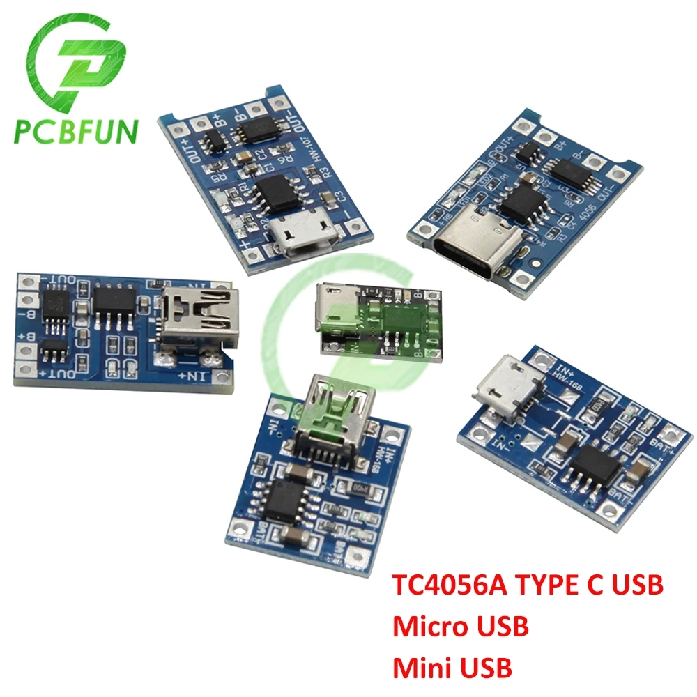 Зарядная плата TP4056 18650 TC4056A модуль зарядного устройства 5В 1A с Micro USB типа c для