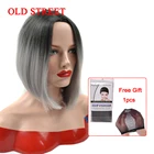 Короткий синтетический парик Боб для женщин средней части Hairline Ombre Цвет ежедневное использование прямые волосы вечерние Термостойкое волокно
