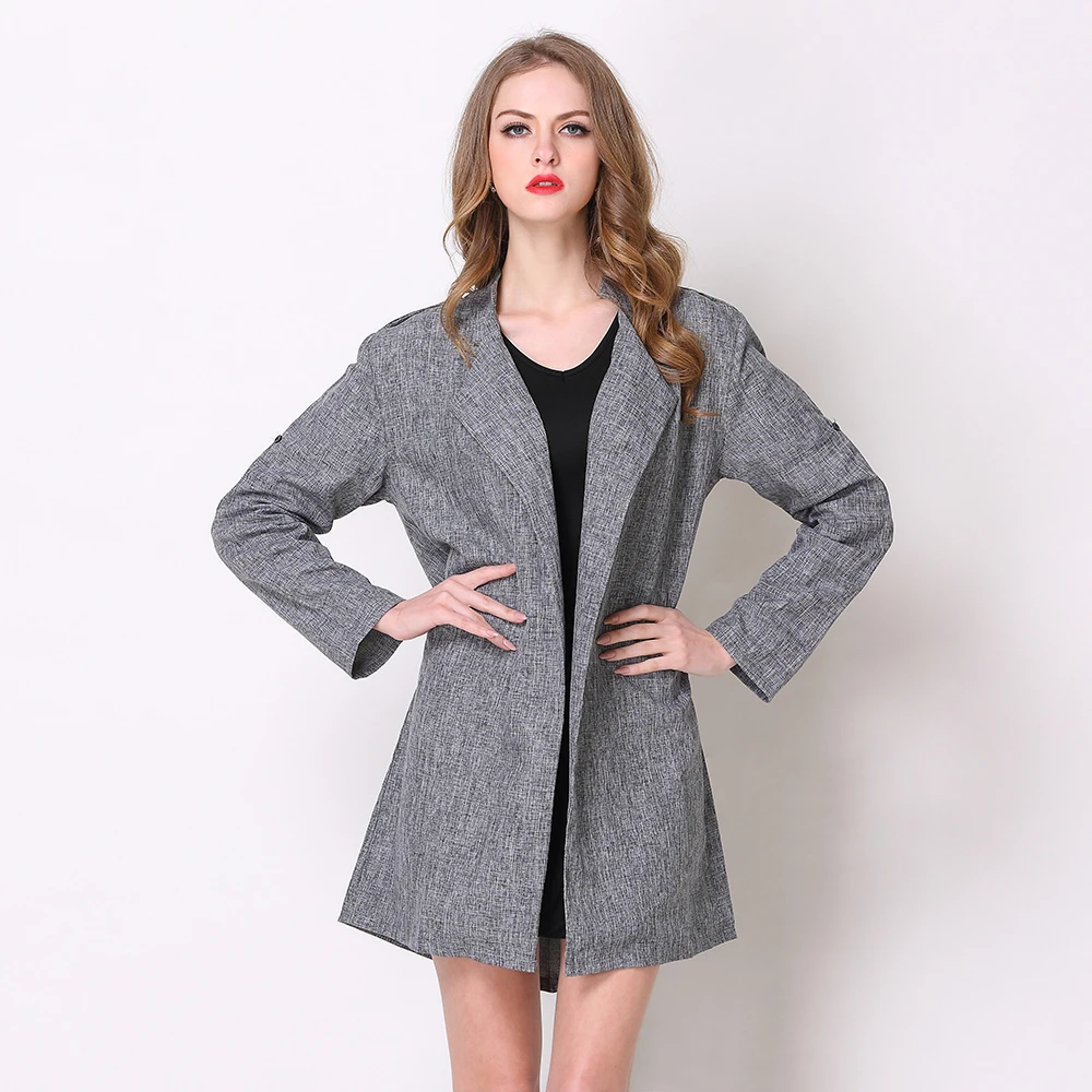 

Nice spring and autumn casual all-match long coat women's long-sleeved trench coat plus size women's clothing