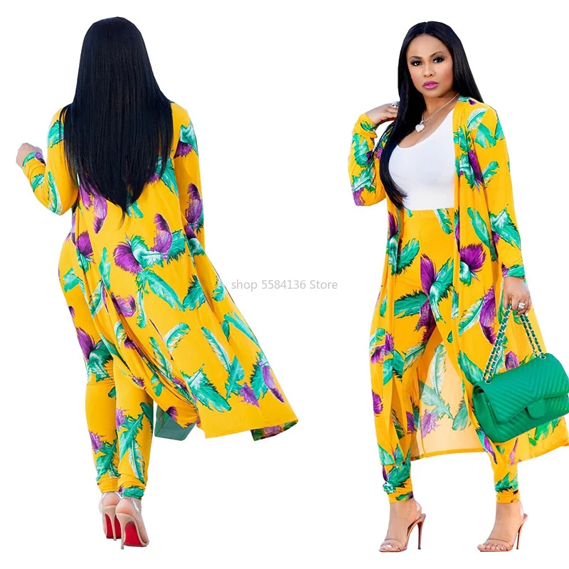 Осенний Женский комплект из двух предметов с цветочным принтом женский плащ