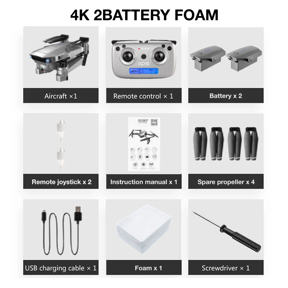 5G 4k 2B with box SG907 Дрон с GPS с 4K HD Двойная камера широкий угол 5G wifi FPV RC Квадрокоптер складные дроны Профессиональные с GPS следуем за мной - Цвет: 5G 4k 2B with box