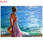 Алмазная 5D картина сделай сам, вышивка крестиком для побережья, маленькой девочки, пляжа, Морского Пейзажа, украшение для дома