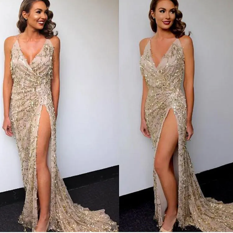 

Zoulv 2021 Spring Fashion New Sexy Sling Back Deep Women Summer V -Neck Dress Floor Length Style Maxi Dresses for Women