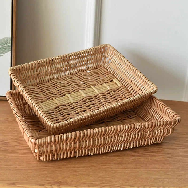 

Kitchen Storage Trays Tea In The Kitchen Y Plates for Food Plastci Container Breadbasket Dishes Servingrolling Rattan Plate