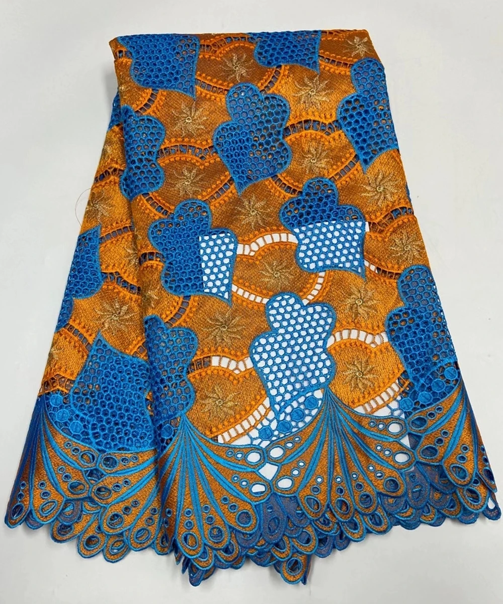 

2020 High Quality African Net French Lace Swiss Voile Guipure Cord soluble Lace Fabric For dress 5 yard /lot RL0826