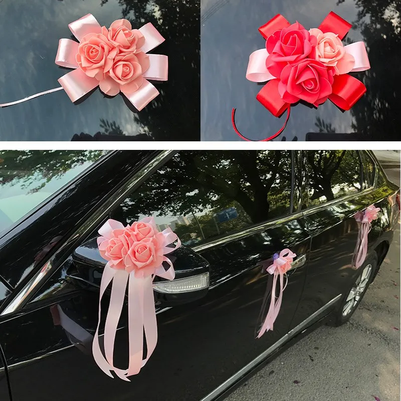 Свадебный аксессуар для автомобиля украшение на зеркало и дверь с цветами