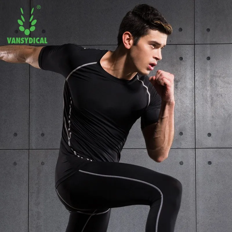 Мужские компрессионные рубашки OEM с коротким рукавом и базовым слоем колготки