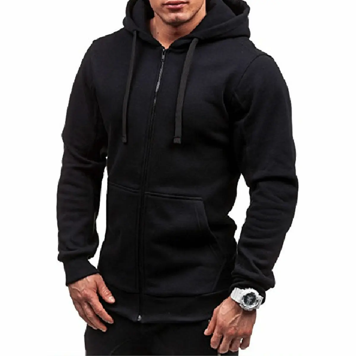 Демисезонный Slim Fit толстовки для мужчин толстые Толстовки с капюшоном спереди