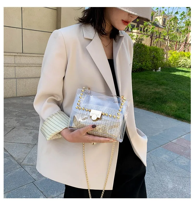 Новая модная железная поясная сумка Женский мессенджер милый ремень прозрачная