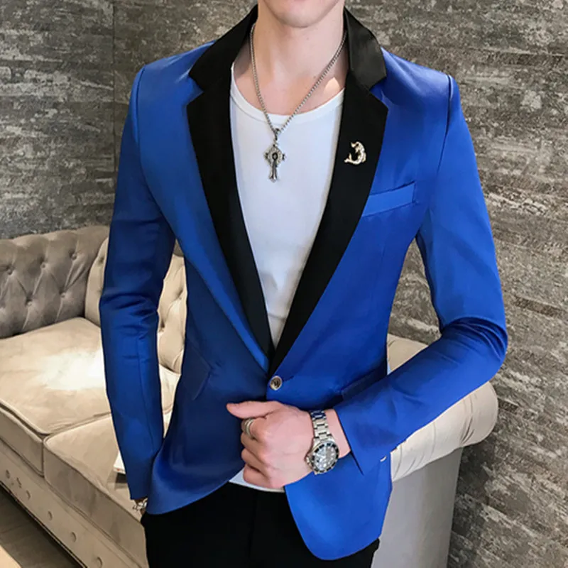 

2021Deep V-Neck Sexy Men's Blazer Fashion Men's Club Clothing Formal Evening Dress Masculino New Men's Slim Fit Suit Blazer 1Pcs