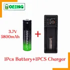Новые оригинальные 18650 Перезаряжаемые Батарея 5800mAh 3,7 V литий-ионные аккумуляторы для 4,2 v фонарик Батарея + lii-100 B Зарядное устройство