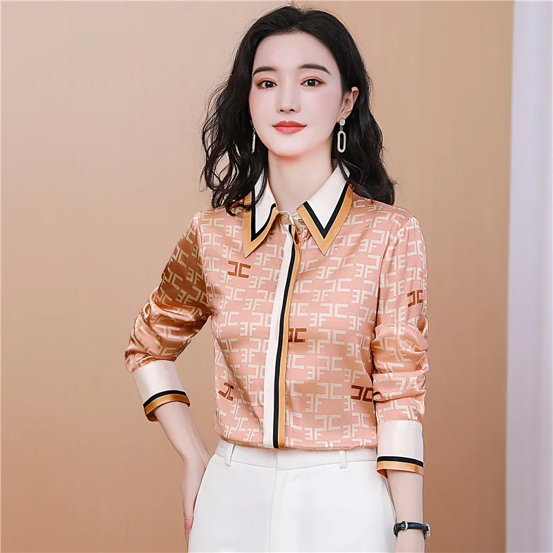 

Женская шелковая рубашка на пуговицах, ацетатная атласная рубашка в Корейском стиле, Новинка осени 2021