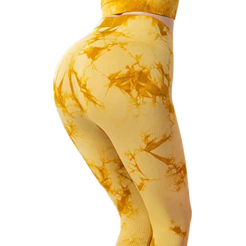 

CHRLEISURE Tie Dye High Elasticity Movement Leggings High Waist Sexy Hip Leggings Running Fitness Push Up Clothes