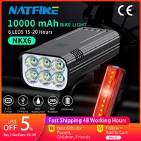 natfire 10000 mah bike light rainproof usb rechargeable led bicycle light super bright flashlight for cycling front rear light