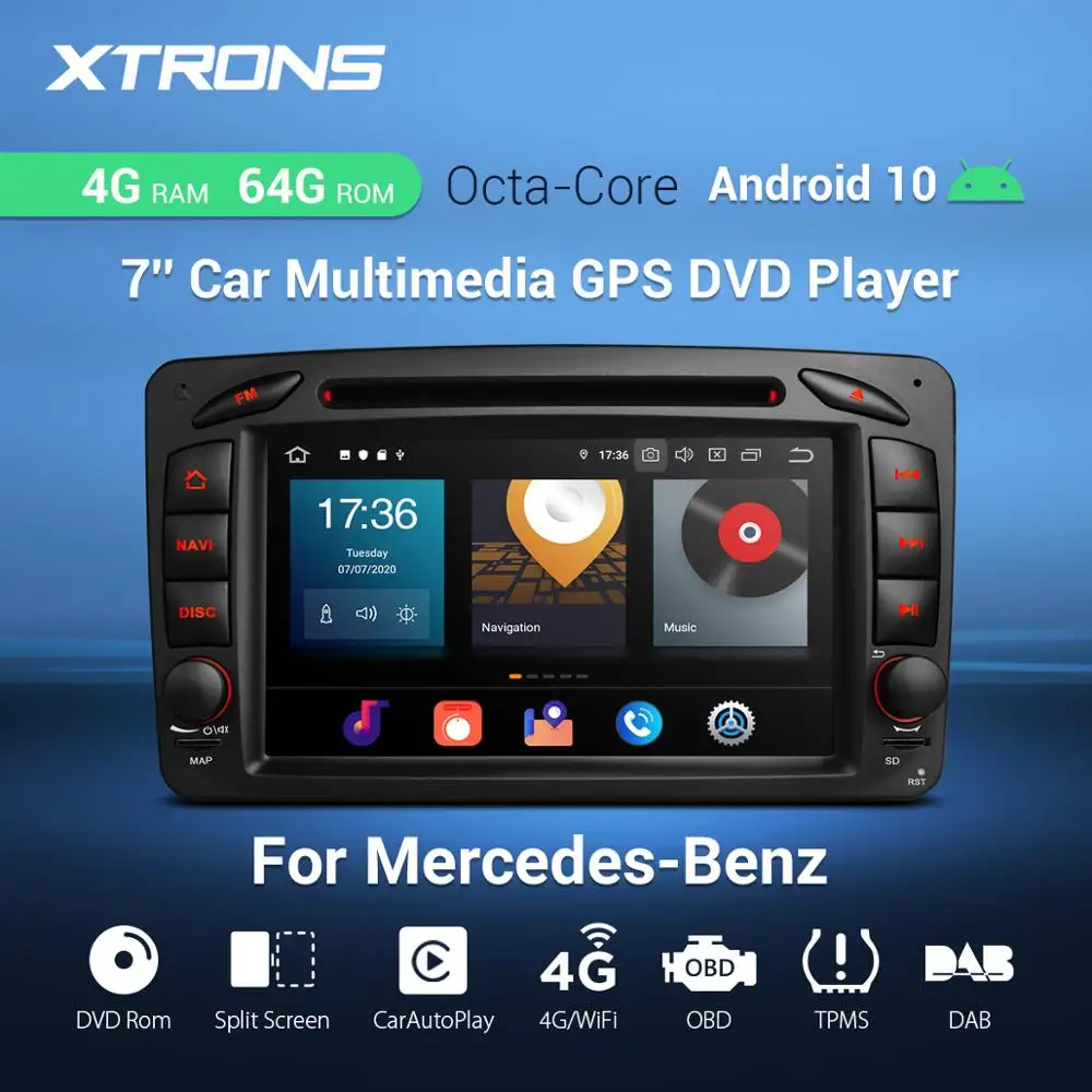 Автомобильный DVD плеер XTRONS 7 дюймов Android 10 0 PX5 радио GPS OBD TPMS для Mercedes Benz A W168 W203 W209 W463