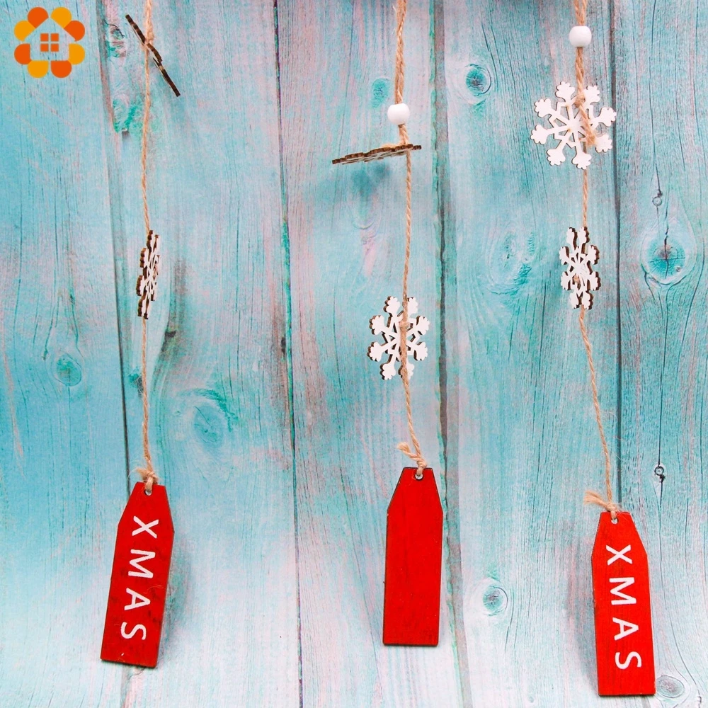 1PCS Red Wooden Santa Claus/Snowman Christmas Pendants Ornaments House Shape Xmas Tree Ornament For Party Decoration | Дом и сад