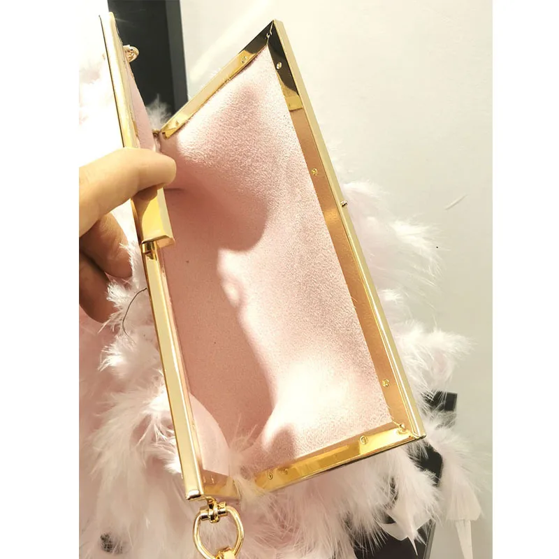 Осенне-зимние Роскошные сумка с принтом перьев из страусиного вечерние сумочки