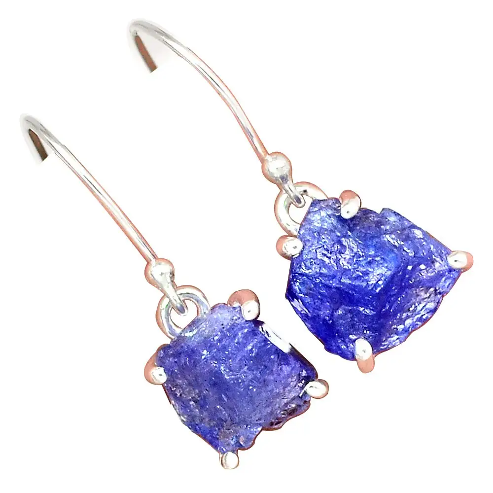 Оригинальные танзанитовые грубые серьги из стерлингового серебра 925 пробы 28 8 мм