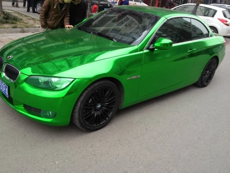Гибкая Глянцевая Хромовая зеленая Автомобильная виниловая пленка фольга для