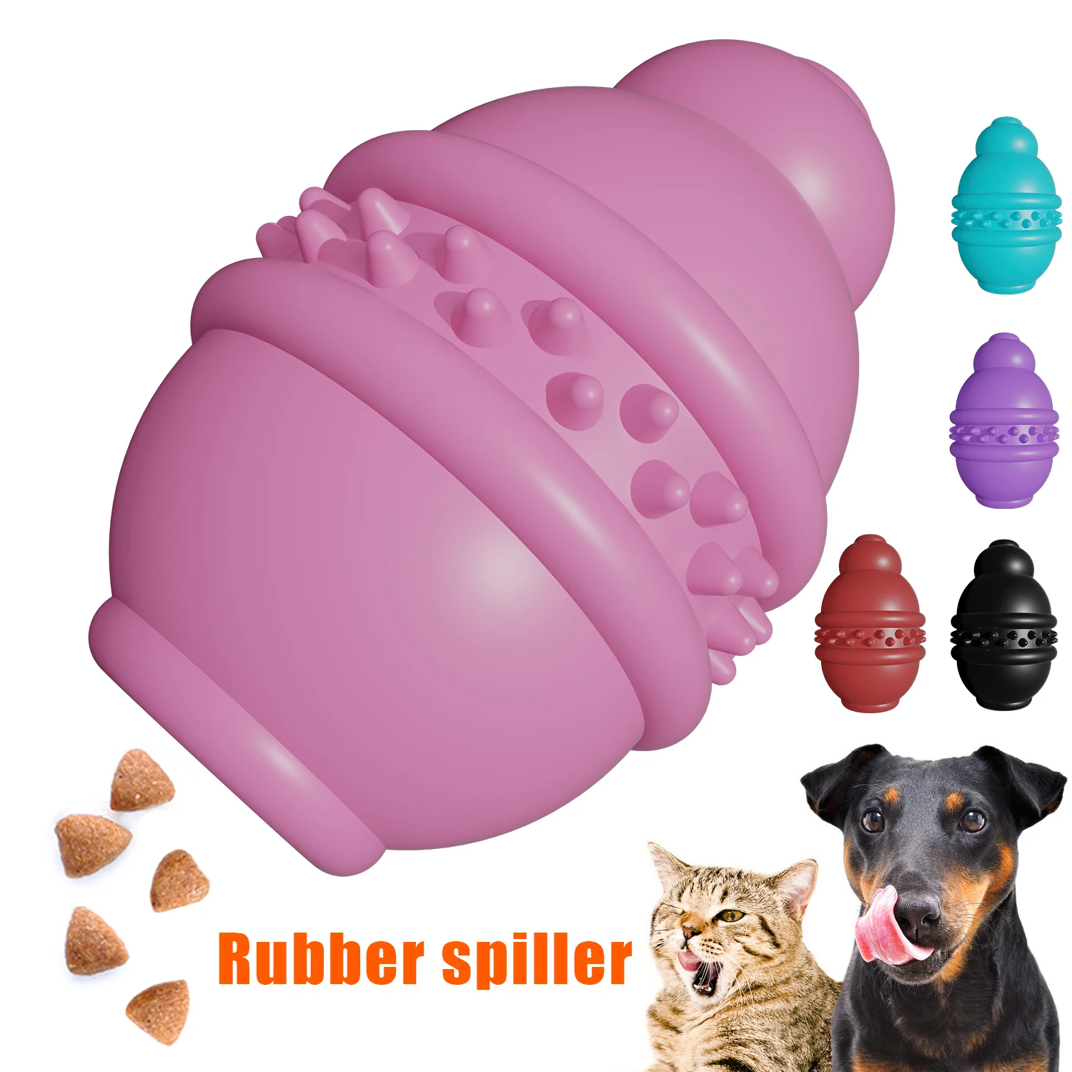 

Molar Teeth Rubber Toy Bite Resistant Squeaky Leaking Toys Ball with Teeth Cleaning and Food Dispensing Features TA