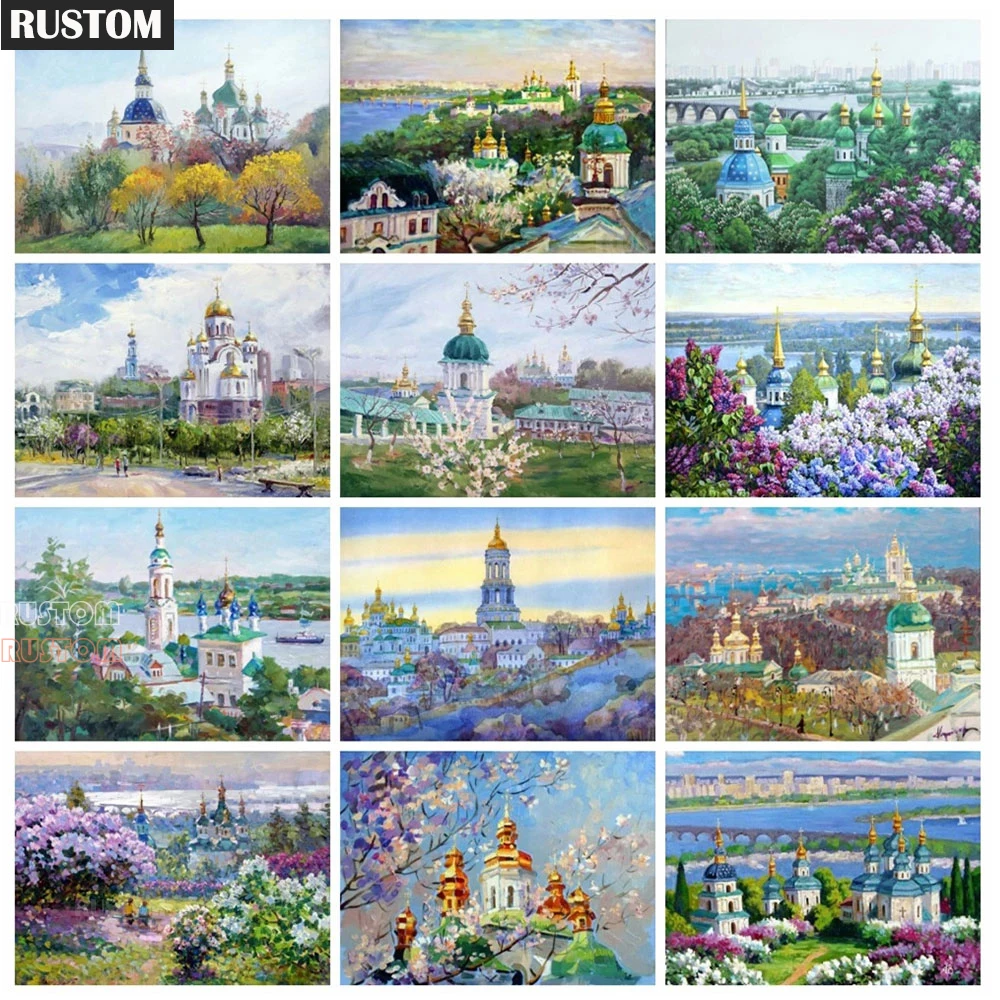 

5D DIY Diamond Painting Castle Landscape Mosaic Full Drill Square/Round Diamond Embroidery Cross Stitch Kits Home Decor Art RUST