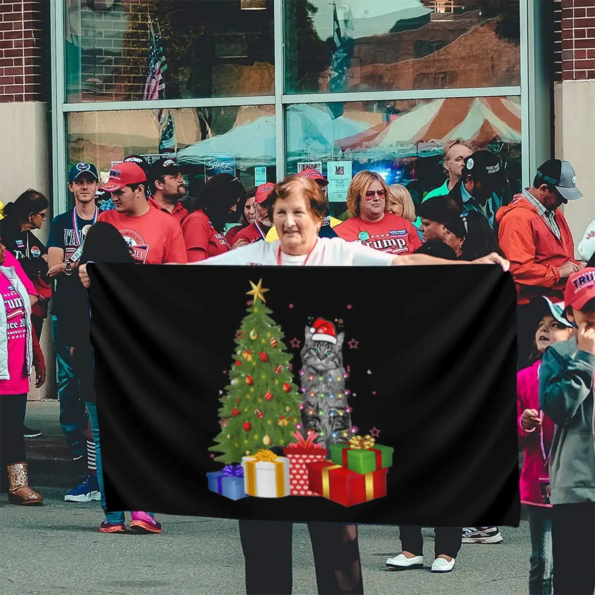 Хорошее Санта Мейн кота Рождественская елка светильник Забавный Рождественский