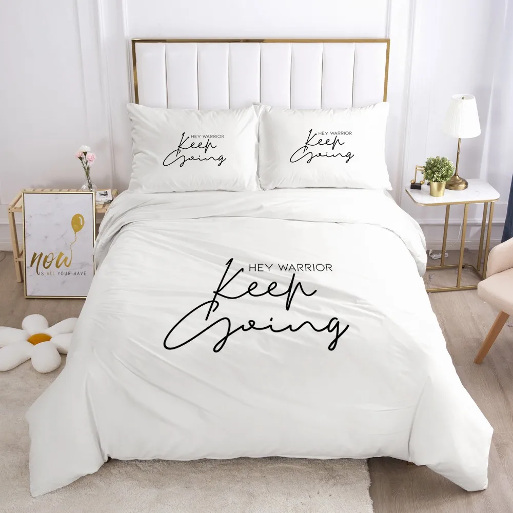 

3D Letter Pattern Custom Duvet Cover Sets Bedding Sets Bedding Bag Pillow Shams 180*220 200*225 228*228 260*230 White Bed Linens