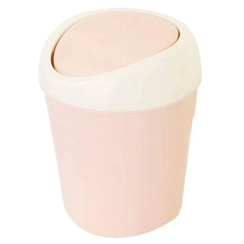 Light Pink Пластиковый мини мусорный ящик для мусора на столе, баррель для домашнего офиса, мусорный бак - Цвет: Light Pink
