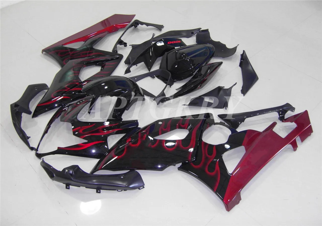 

New ABS Plastic Shell Motorcycle Fairing kit Fit For Suzuki GSXR1000 2005 2006 05 06 Bodywork Set Custom Red Flame