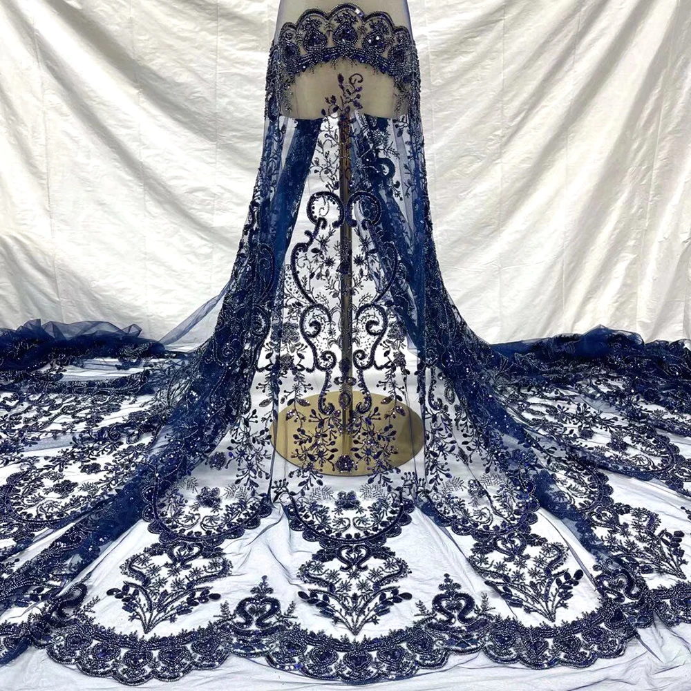 Тяжелая работа качественные бусины блестки вышивка французская сетка/дизайн