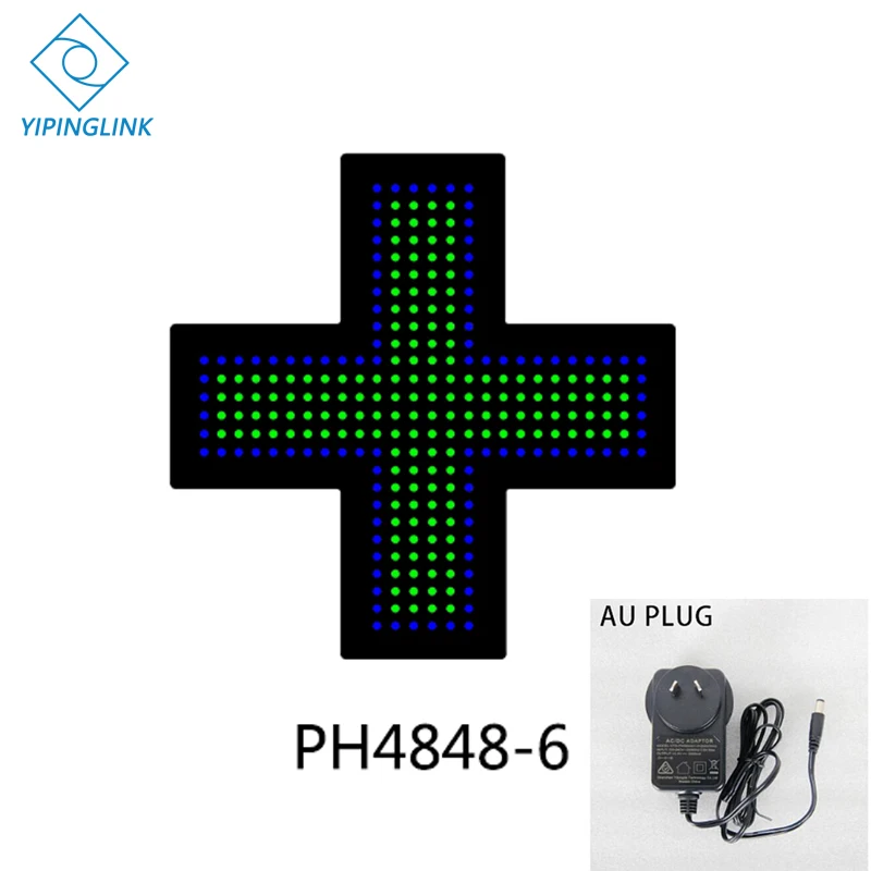 PH4848-6-AU PLUG Зеленый синий светодиодный знак Креста высокой яркости маленький размер 48*48 см медицинский магазин Неоновый крест Крытый крест доска - Мощность в ваттах: PH4848-6-AU PLUG