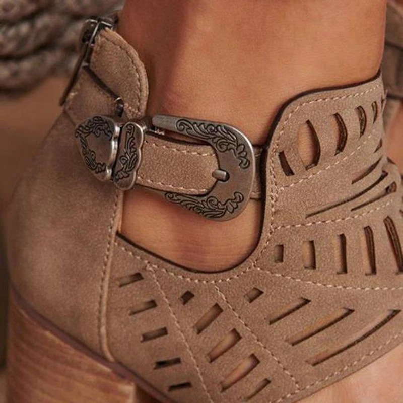 

New Women Sandals Wegdge Summer Vintage Ankle Strap Elegant Ladies Shoes High Heel Round Toe Scrub Female Sandals Pumps