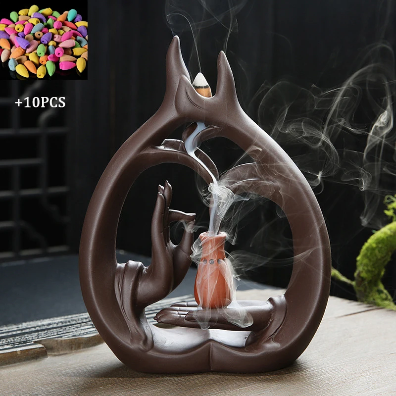 Буддийская подставка для благовоний в виде руки с 10 конусами|Благовония и