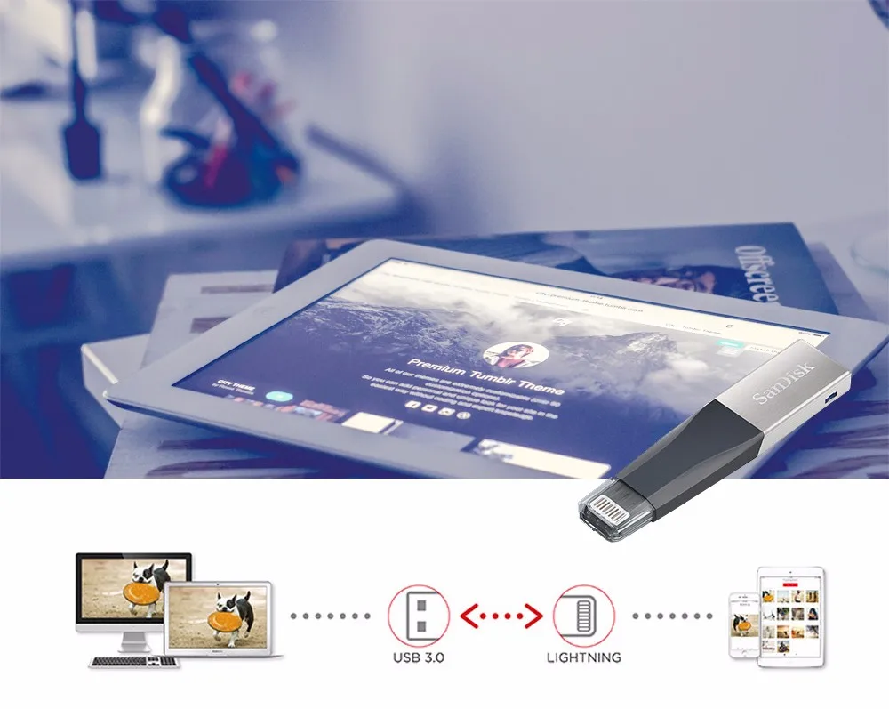 Двойной Флеш-накопитель SanDisk USB stick OTG разъемом Lightning U диск SDIX40N USB3.0 флеш-накопитель